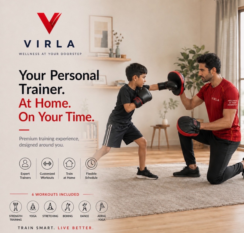 Boxing fitness training session at home